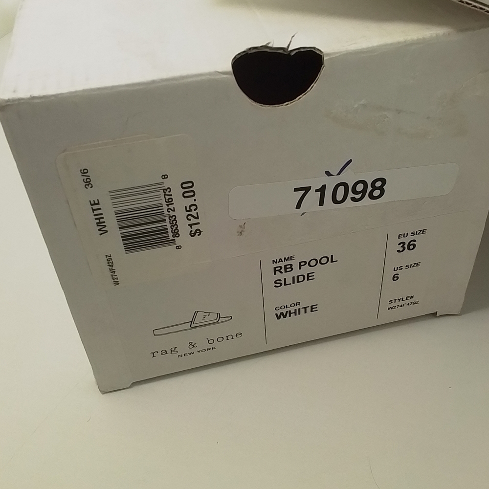 NEW Rag & Bone White Pool Slides - Picture 9 of 16